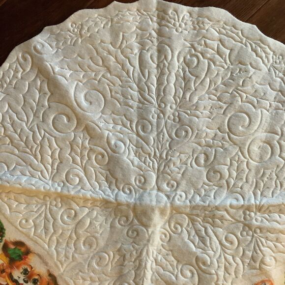 VTG White Felt Christmas Tree Skirt Tablecloth Teddy Bears Rennoc Joyce Garofalo - Picture 6 of 10